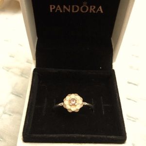 Authentic Vintage Pandora Enamel Flower Ring
